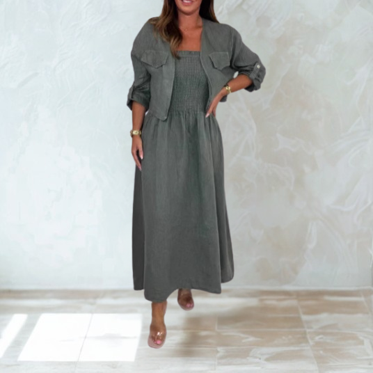 Women's Short Cardigan Suspender Skirt 2-piece Set