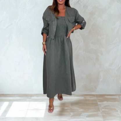 Women's Short Cardigan Suspender Skirt 2-piece Set